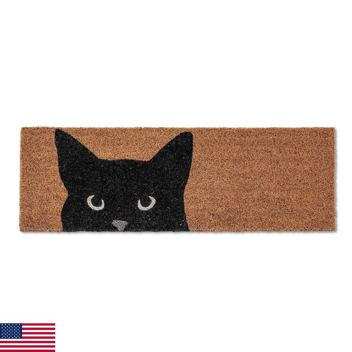 Abbott Collection Peeking Cat Small Balcony Doormat with Non-Slip Backing - Coir - Image 1