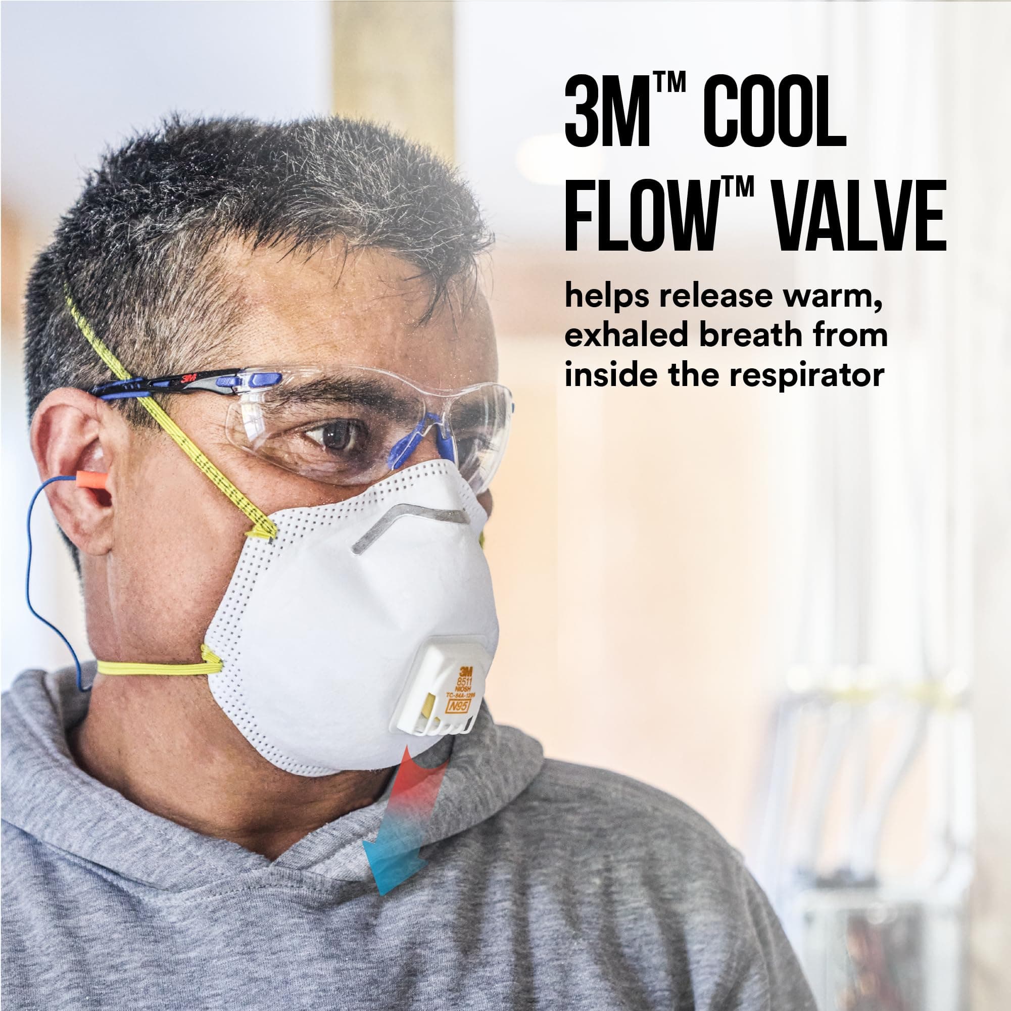 3M N95 Respirator 8511, 10 Pack, NIOSH-APPROVED N95, Features 3M COOL FLOW Exhal - Thumbnail 2