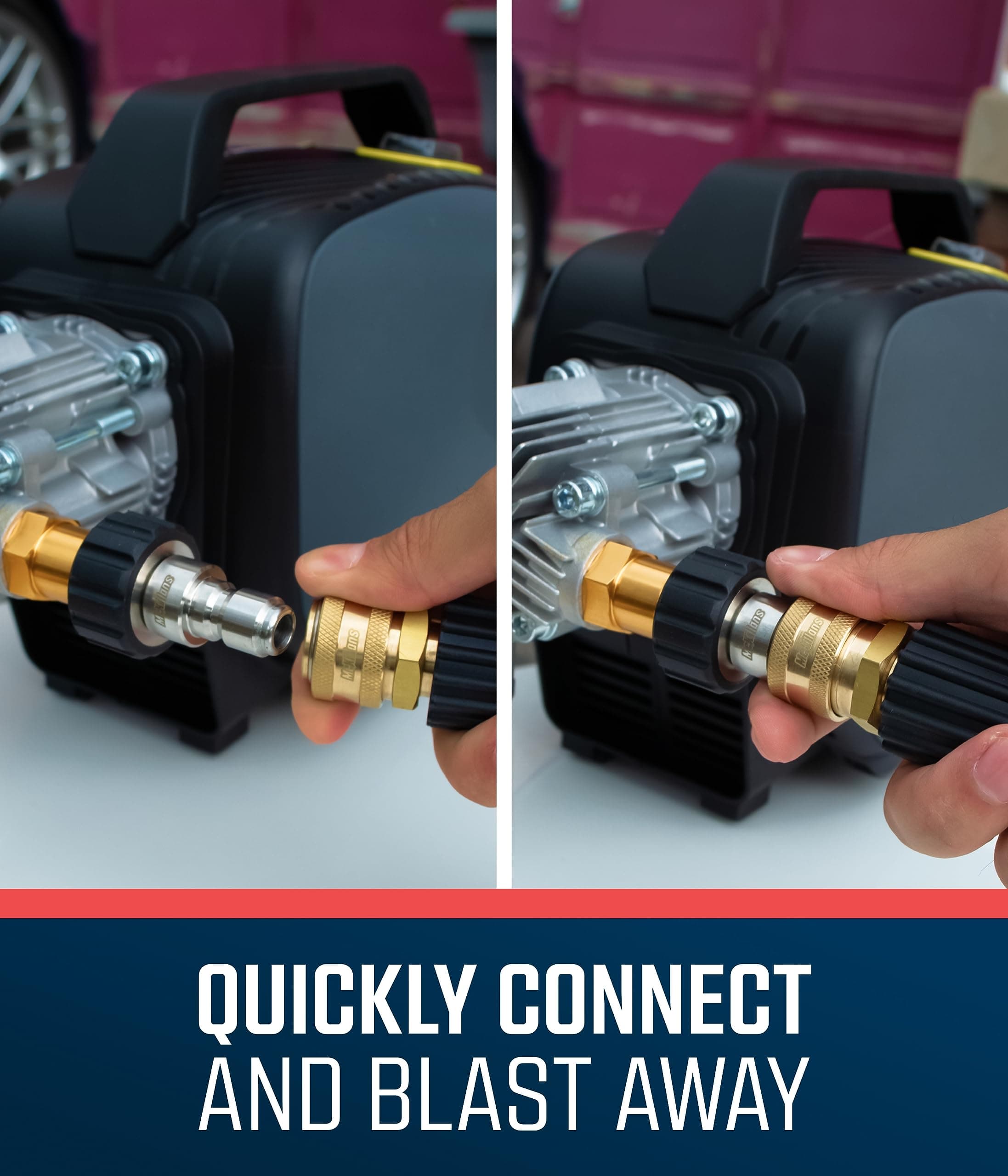 McKillans Pressure Washer Quick Connect Kit M22-14mm 3/8" Male/Female Brass - Thumbnail 3