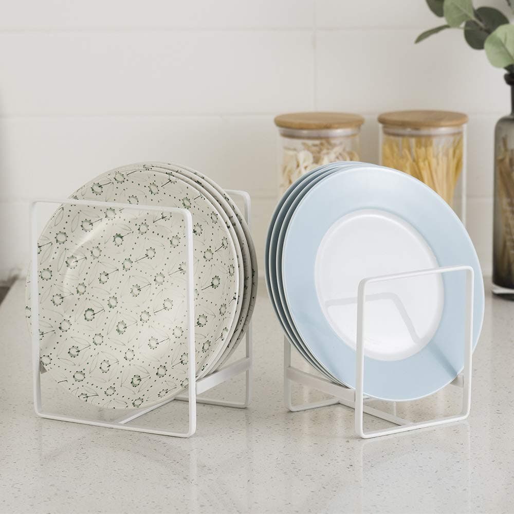 ORZ Organizer for Cabinet, Set of 2 Plate Holders Metal Plate Storage Rack for C - Thumbnail 3