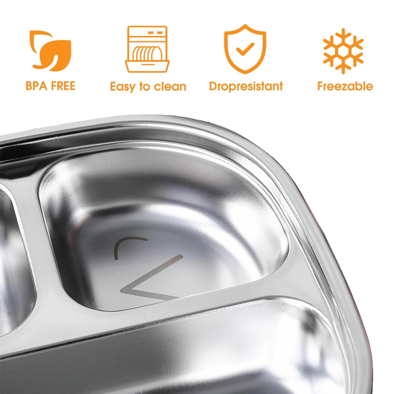 TAOceeXI Stainless Steel Kids Plate with Lid | 3-Pack Durable Divided Toddler Pl - Thumbnail 3