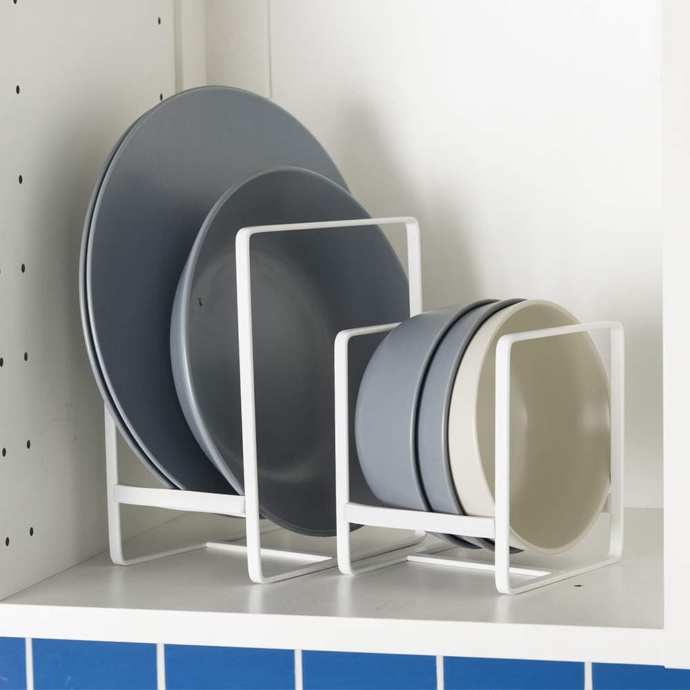 ORZ Organizer for Cabinet, Set of 2 Plate Holders Metal Plate Storage Rack for C - Thumbnail 2