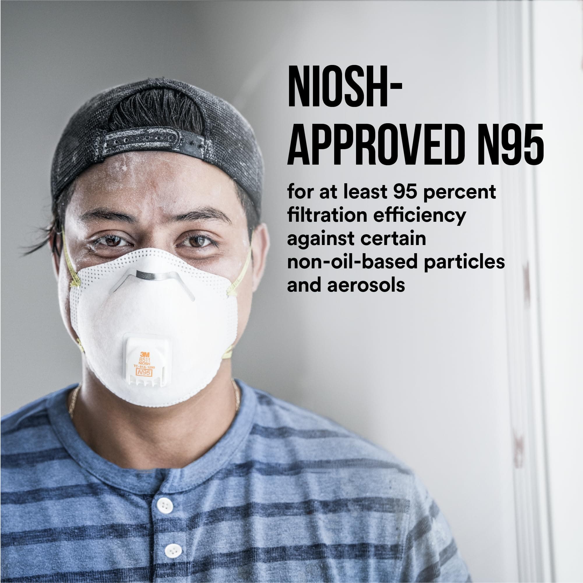3M N95 Respirator 8511, 10 Pack, NIOSH-APPROVED N95, Features 3M COOL FLOW Exhal - Thumbnail 7
