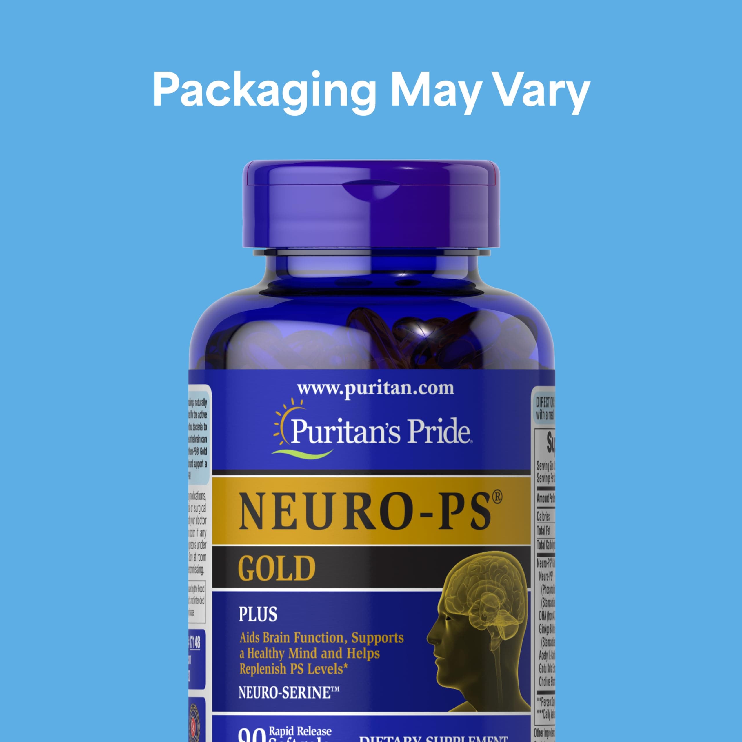 Puritan's Pride Neuro-PS Gold, Gingko Biloba, DHA Brain/Memory Support 90 Softge - Thumbnail 2