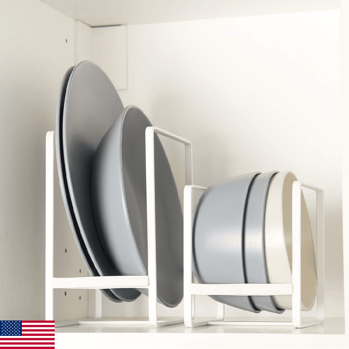 ORZ Organizer for Cabinet, Set of 2 Plate Holders Metal Plate Storage Rack for C - Image 1