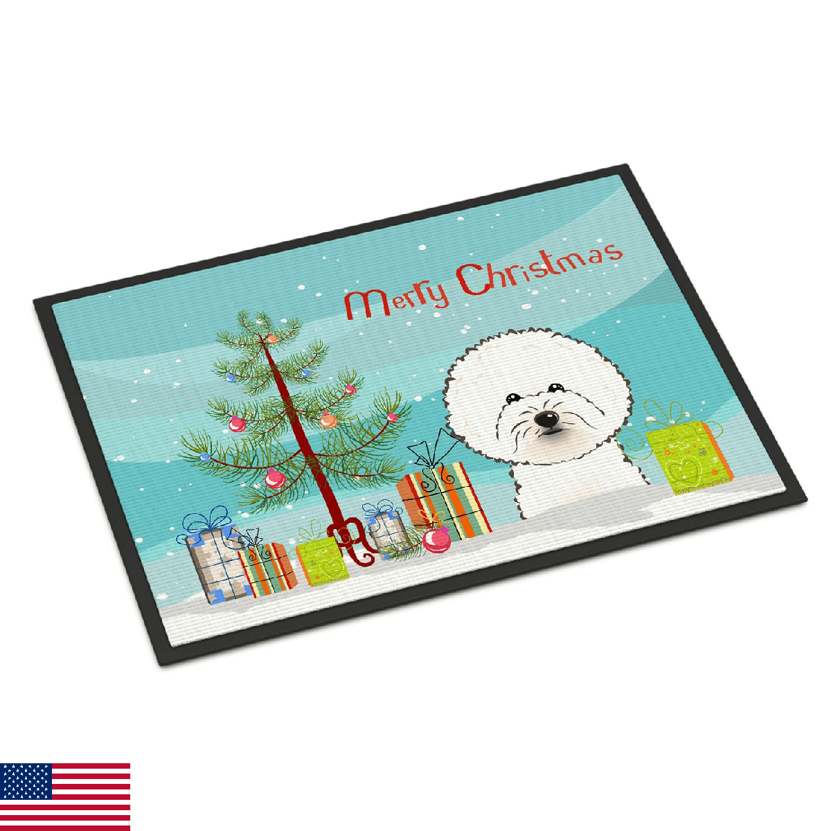 Caroline's Treasures BB1589MAT Christmas Tree and Bichon Frise Doormat 18x27 Fro - Image 1