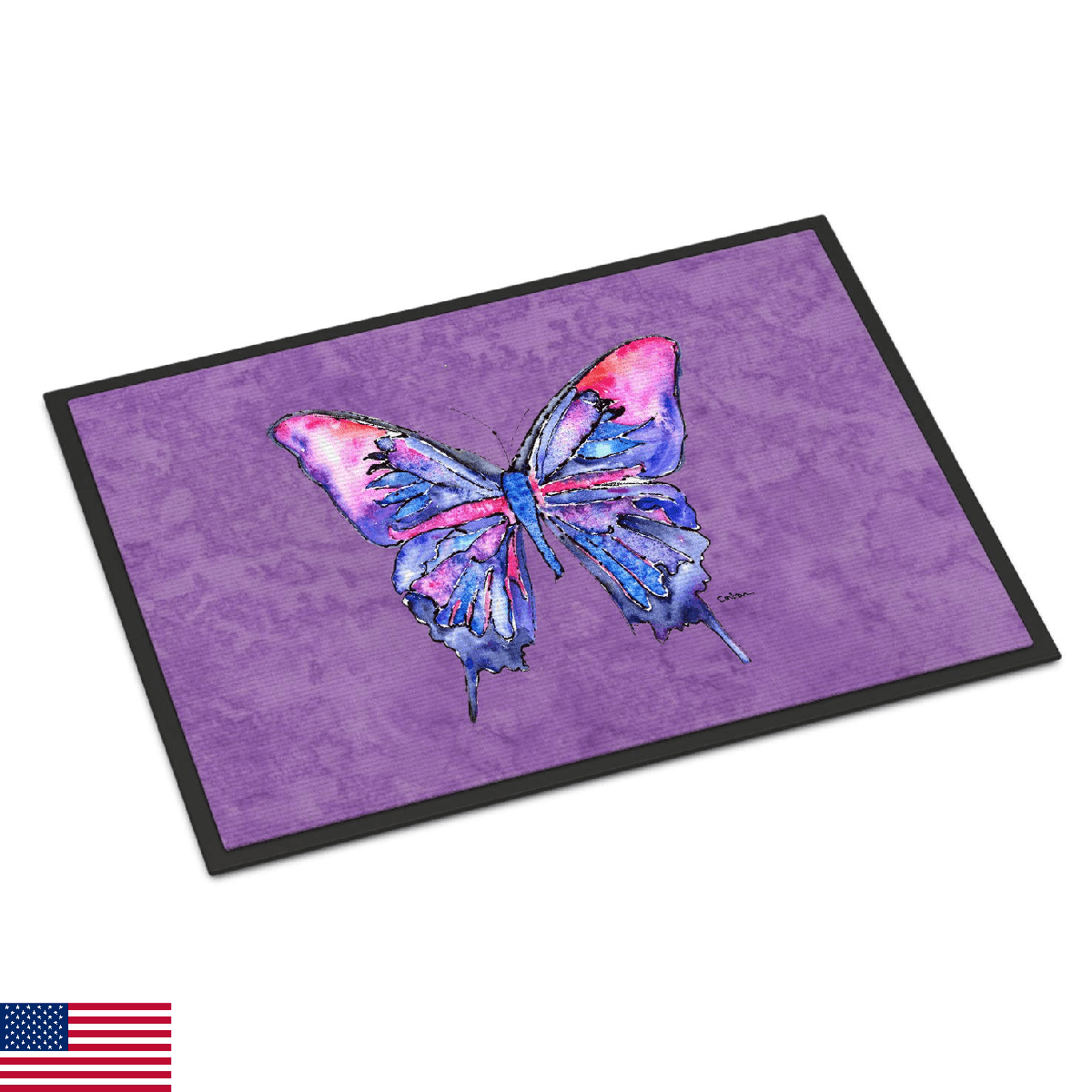Caroline's Treasures 8860MAT Butterfly on Purple Doormat 18x27 Front Door Mat In - Image 1