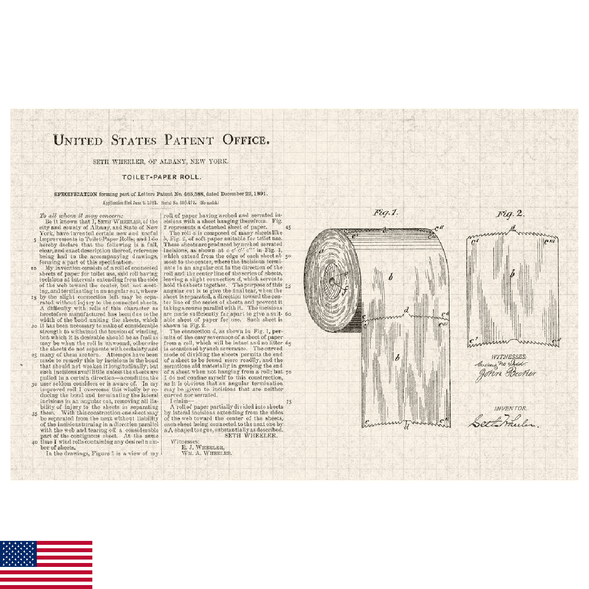 Toilet Paper Roll Official Patent Diagram Cool Wall Art Print Poster 36x24 - Image 1