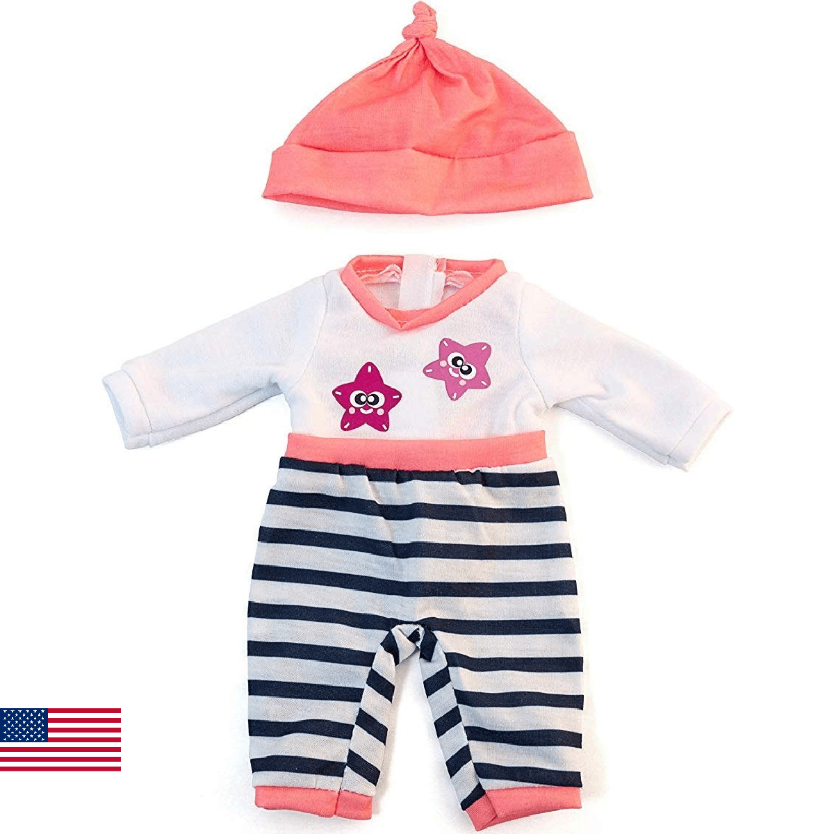 Miniland 12 5/8 Inch Doll Clothes Bright Playtime Outfit with Cap - Image 1