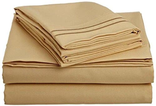 Clara Clark ® Supreme 1500 Collection 5pc Bed Sheet Set - Split King Size, Camel - Thumbnail 2