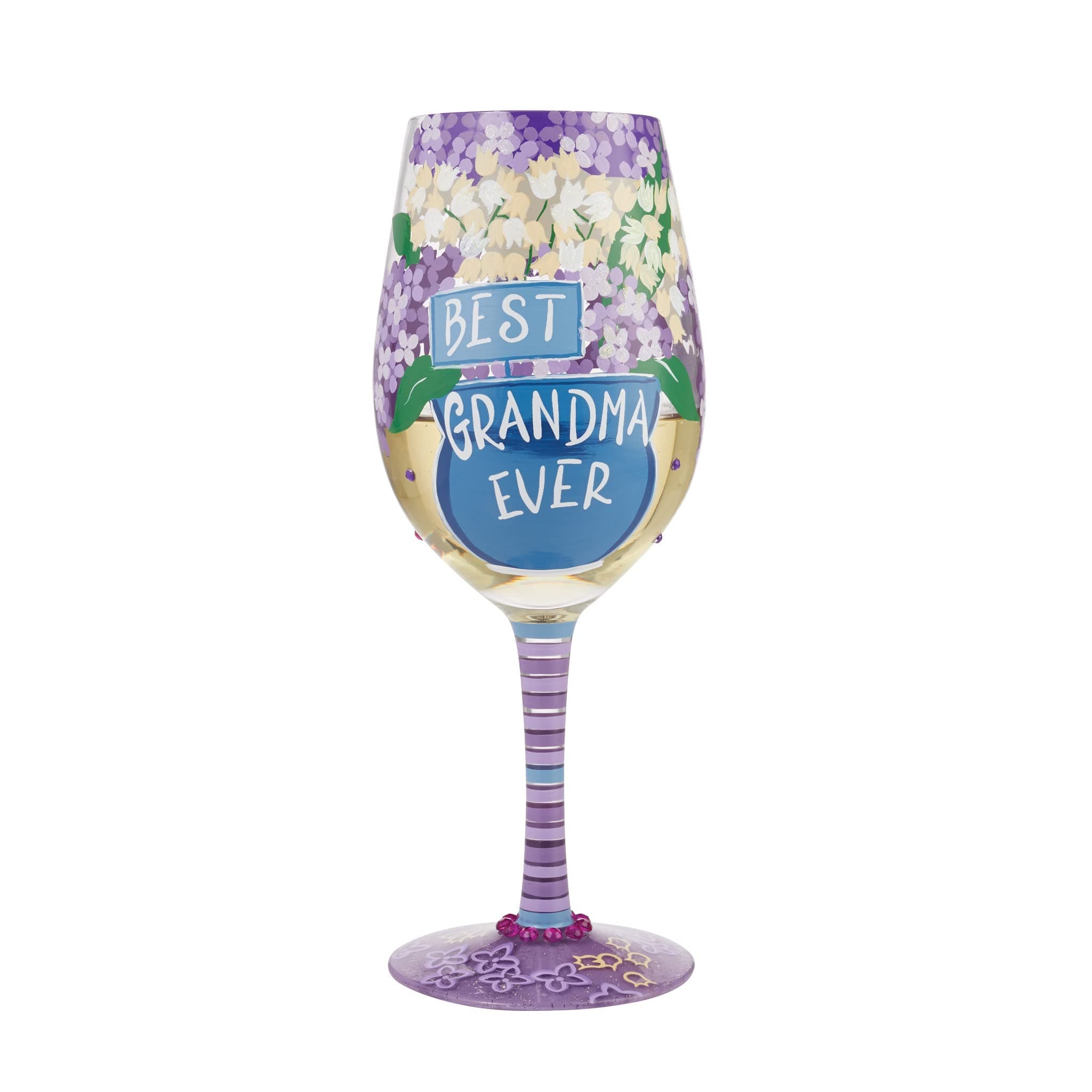 Enesco Designs by Lolita Best Grandma Ever Hand-Painted Artisan Wine Glass, 15 O - Thumbnail 2