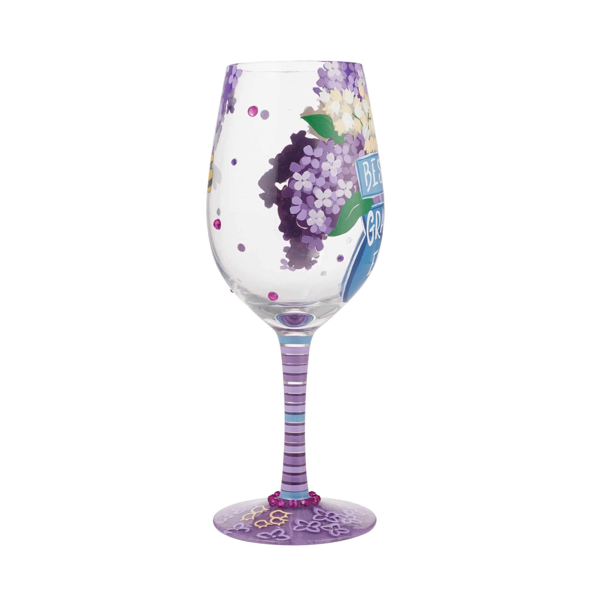 Enesco Designs by Lolita Best Grandma Ever Hand-Painted Artisan Wine Glass, 15 O - Thumbnail 3