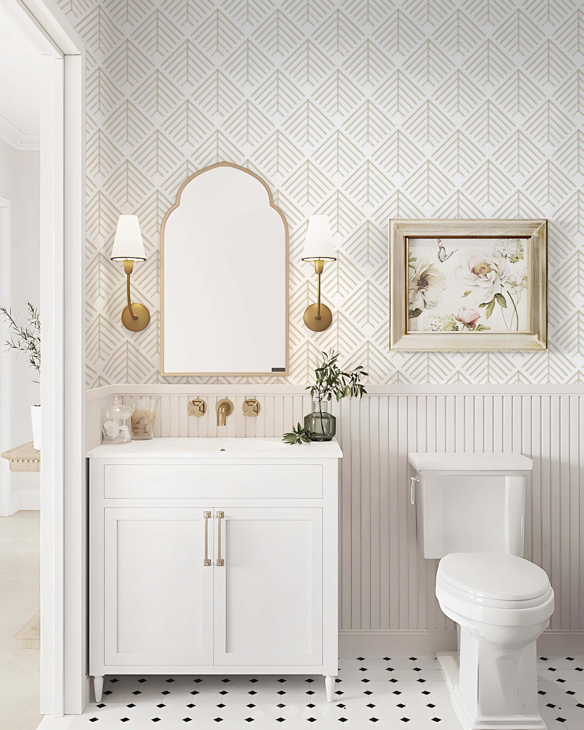 Heroad Boho Peel and Stick Wallpaper Beige Renter Friendly Wall Paper Peel and S - Thumbnail 4