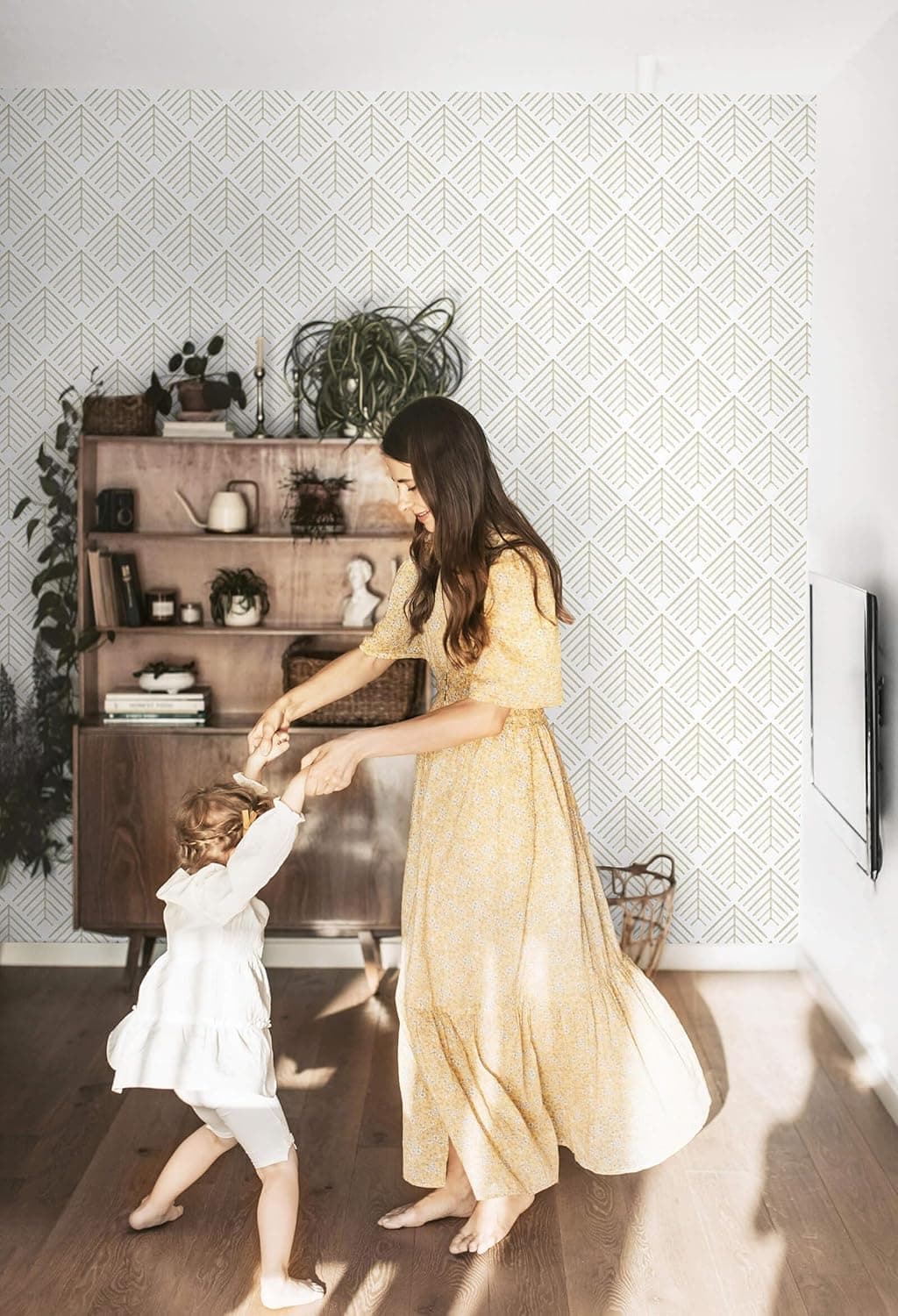 Heroad Boho Peel and Stick Wallpaper Beige Renter Friendly Wall Paper Peel and S - Thumbnail 3