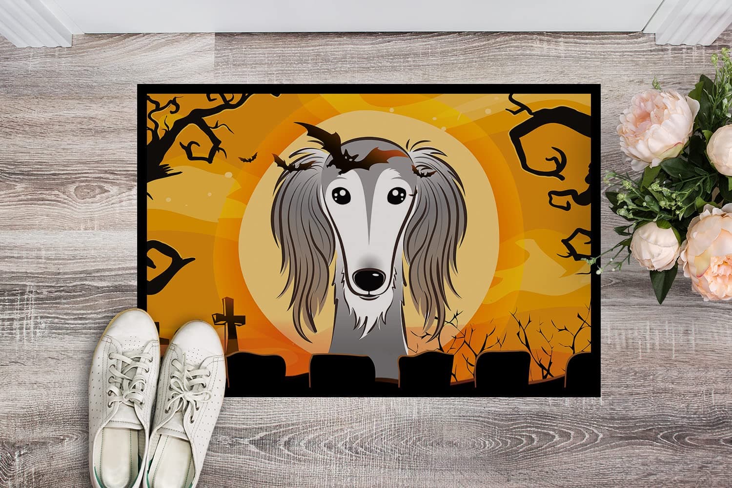 Caroline's Treasures BB1787JMAT Halloween Saluki Doormat 24x36 Front Door Mat In - Thumbnail 2