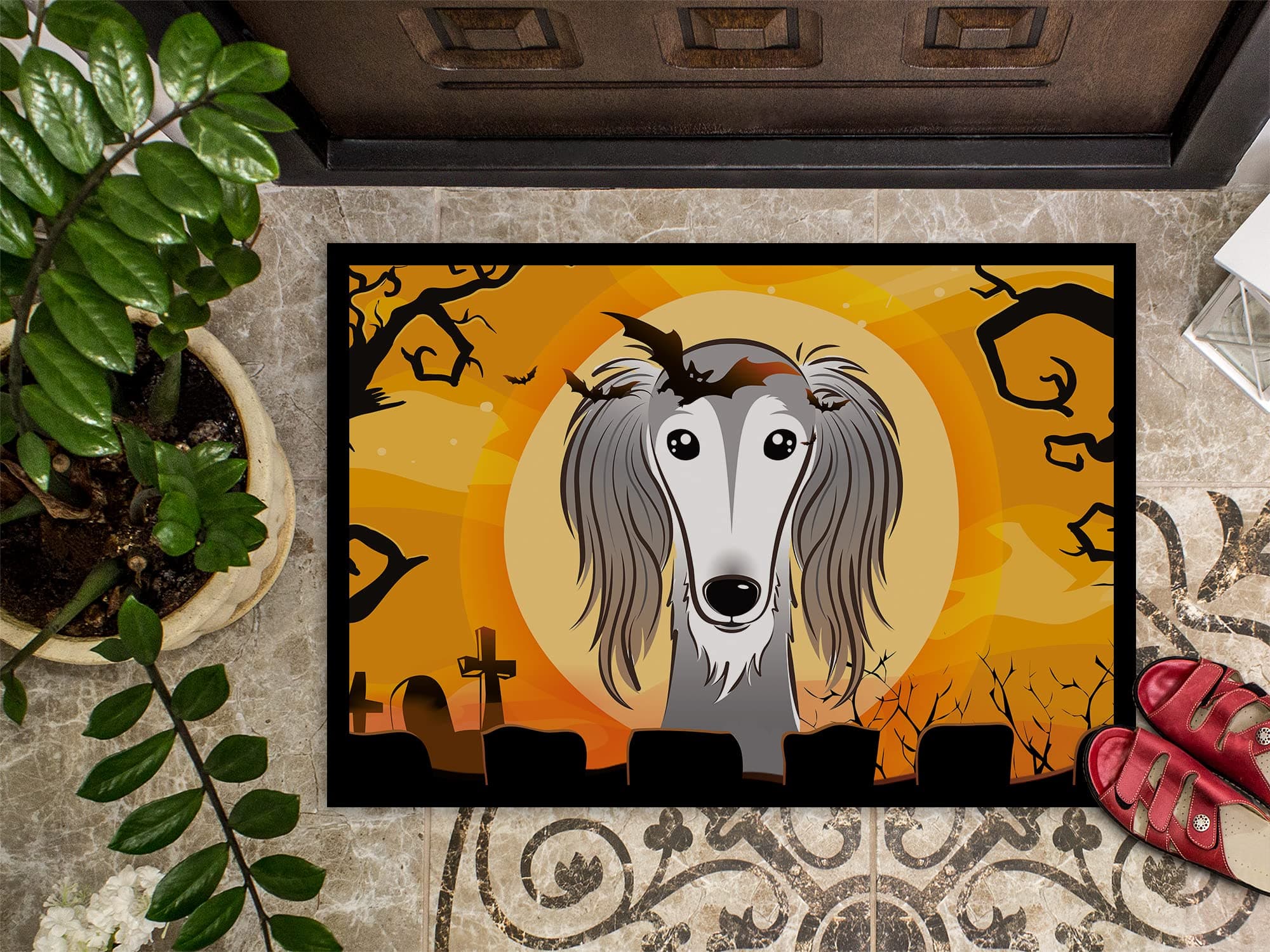 Caroline's Treasures BB1787JMAT Halloween Saluki Doormat 24x36 Front Door Mat In - Thumbnail 3