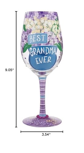 Enesco Designs by Lolita Best Grandma Ever Hand-Painted Artisan Wine Glass, 15 O - Thumbnail 8