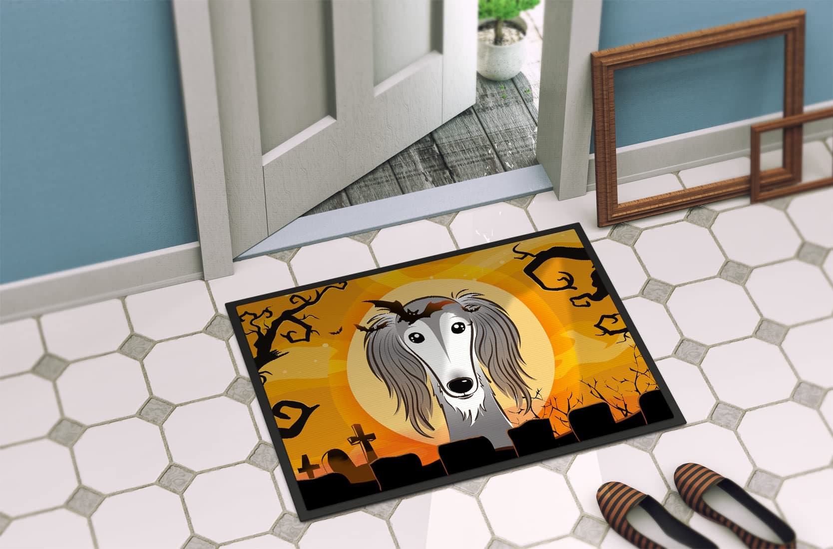 Caroline's Treasures BB1787JMAT Halloween Saluki Doormat 24x36 Front Door Mat In - Thumbnail 4