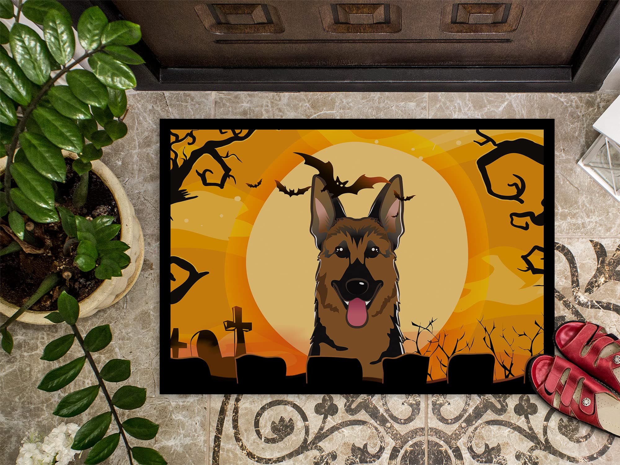 Caroline's Treasures BB1769MAT Halloween German Shepherd Doormat 18x27 Front Doo - Thumbnail 3