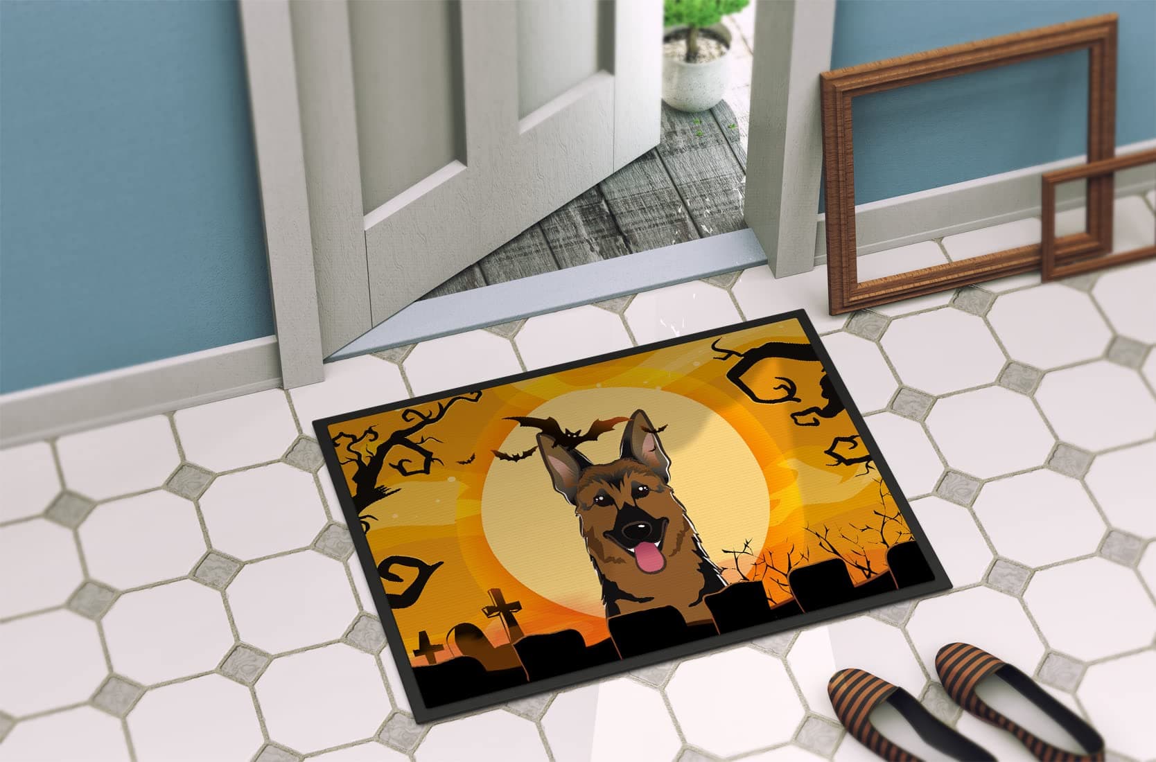 Caroline's Treasures BB1769MAT Halloween German Shepherd Doormat 18x27 Front Doo - Thumbnail 4