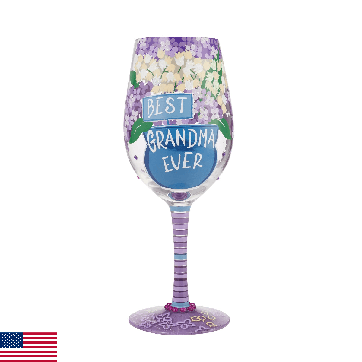 Enesco Designs by Lolita Best Grandma Ever Hand-Painted Artisan Wine Glass, 15 O - Image 1