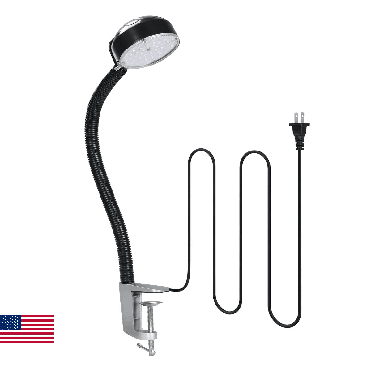Xapolu LED Clamp Work Light with Flexible Gooseneck, 20W 2000 Lumens 6500K 110V - Image 1