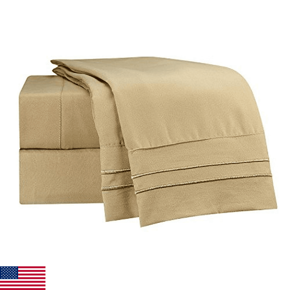 Clara Clark ® Supreme 1500 Collection 5pc Bed Sheet Set - Split King Size, Camel - Image 1