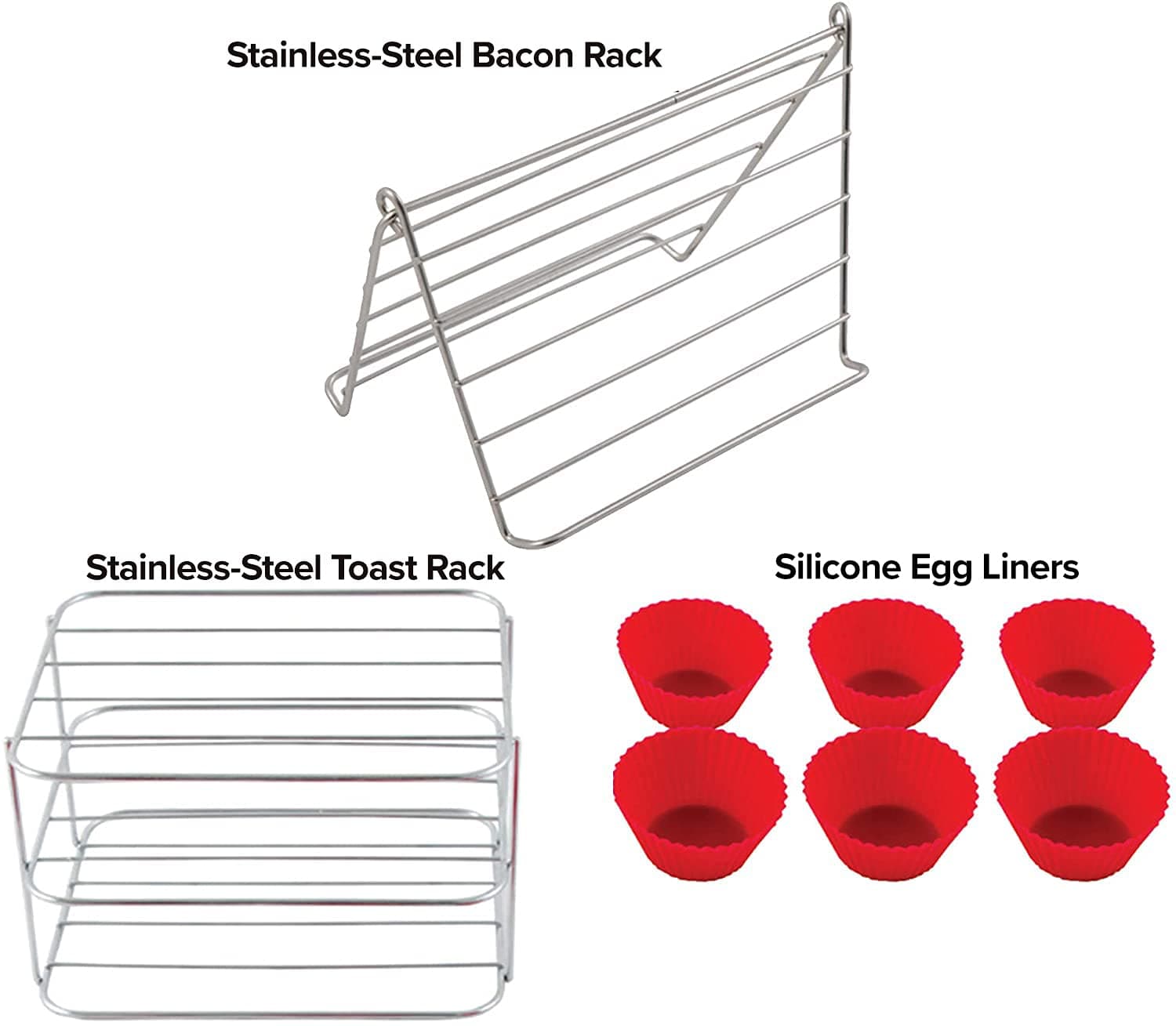 NUWAVE 6 QT Air Fryer Accessories 6 Silicone Egg Liners, a Stainless Steel Toast - Thumbnail 2