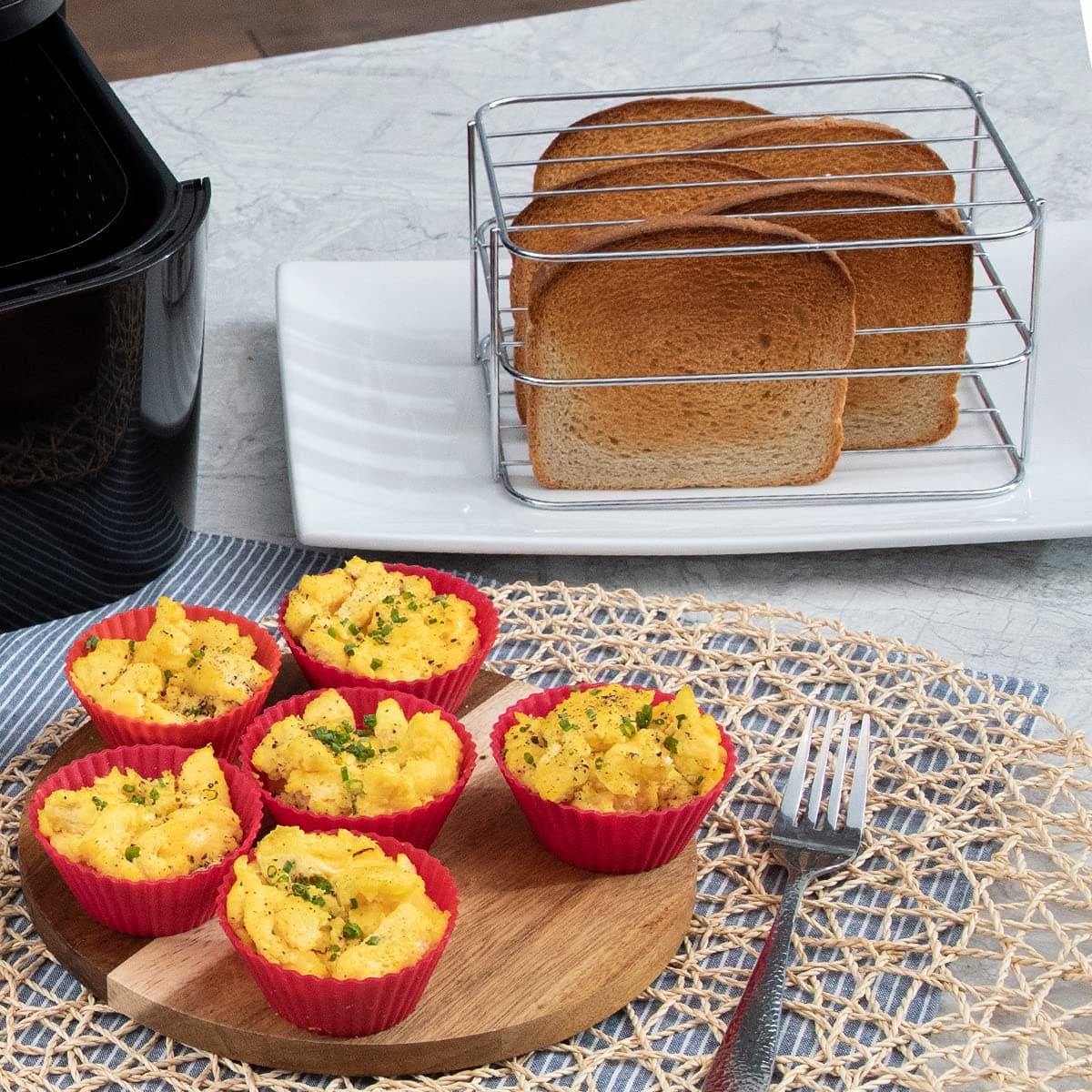 NUWAVE 6 QT Air Fryer Accessories 6 Silicone Egg Liners, a Stainless Steel Toast - Thumbnail 5