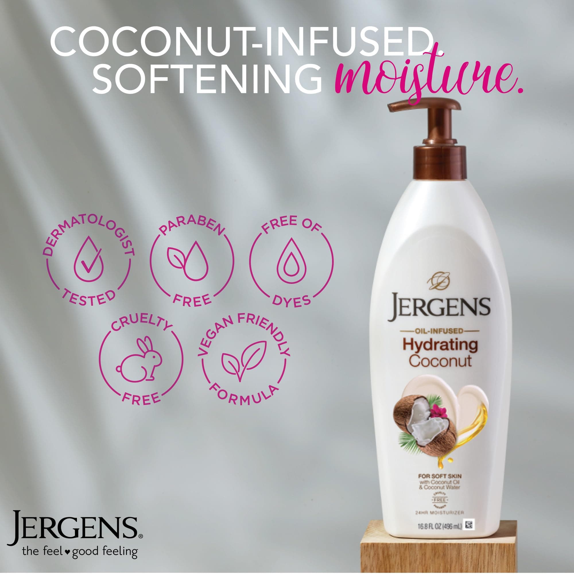 Jergens Hydrating Coconut Body Lotion, Hand and Body Moisturizer, Infused with C - Thumbnail 4