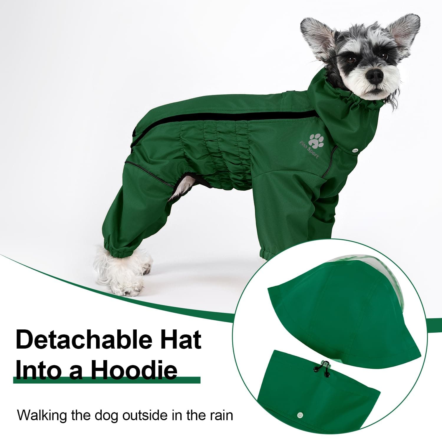 PINA Dog Raincoat - Waterproof Dog Jacket with Hood and Reflective Strap, Lightw - Thumbnail 2