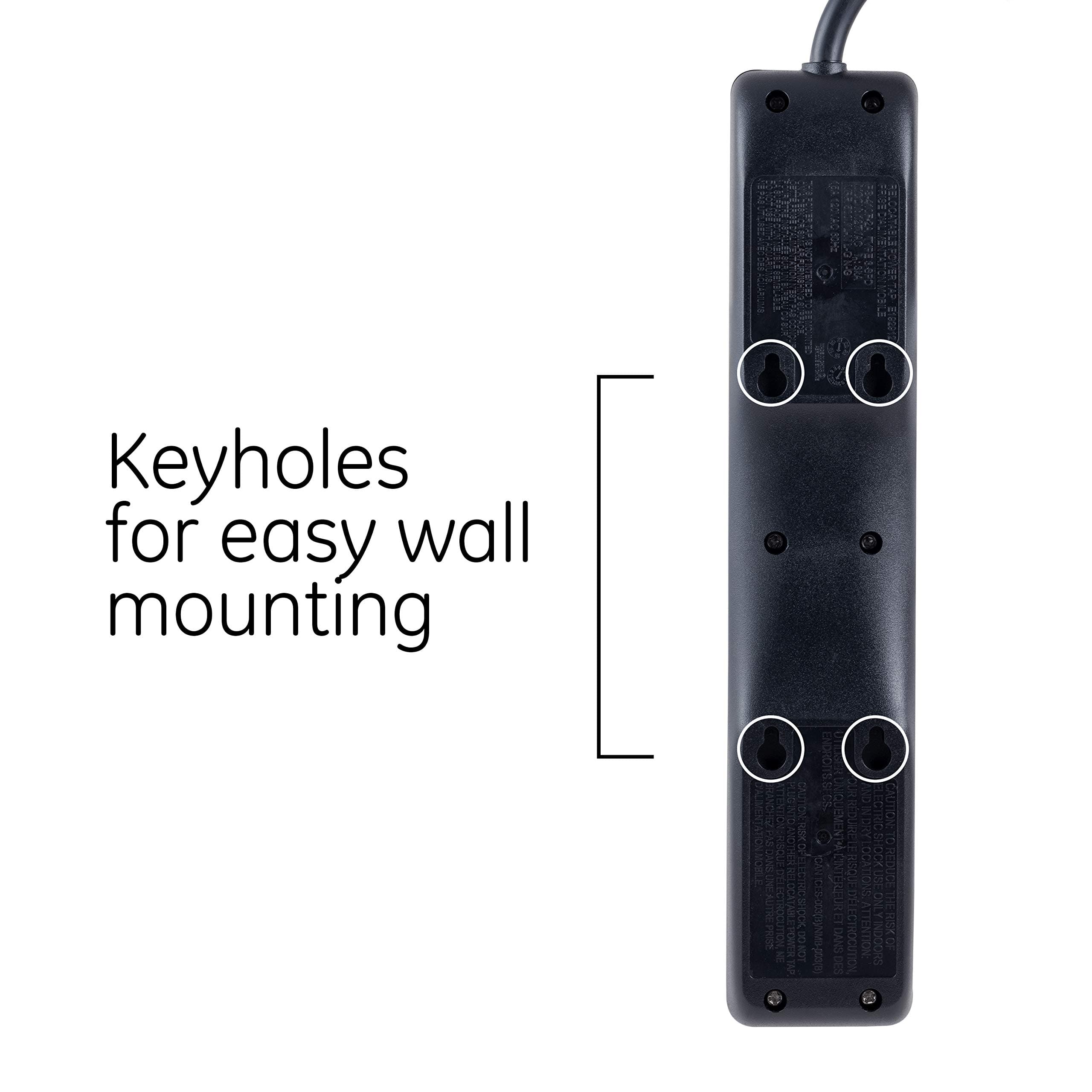 GE 4-Outlet Surge Protector, 2 USB Ports, 6ft Cord, Flat Plug, 450 Joules - Thumbnail 6