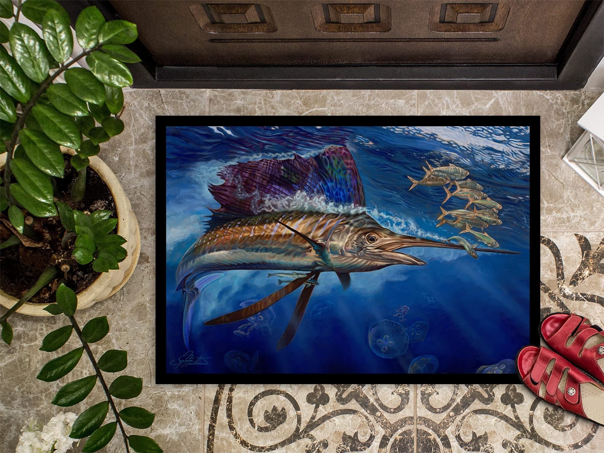 Caroline's Treasures JMA2010MAT Majesty Sailfish Doormat 18x27 Front Door Mat In - Thumbnail 3