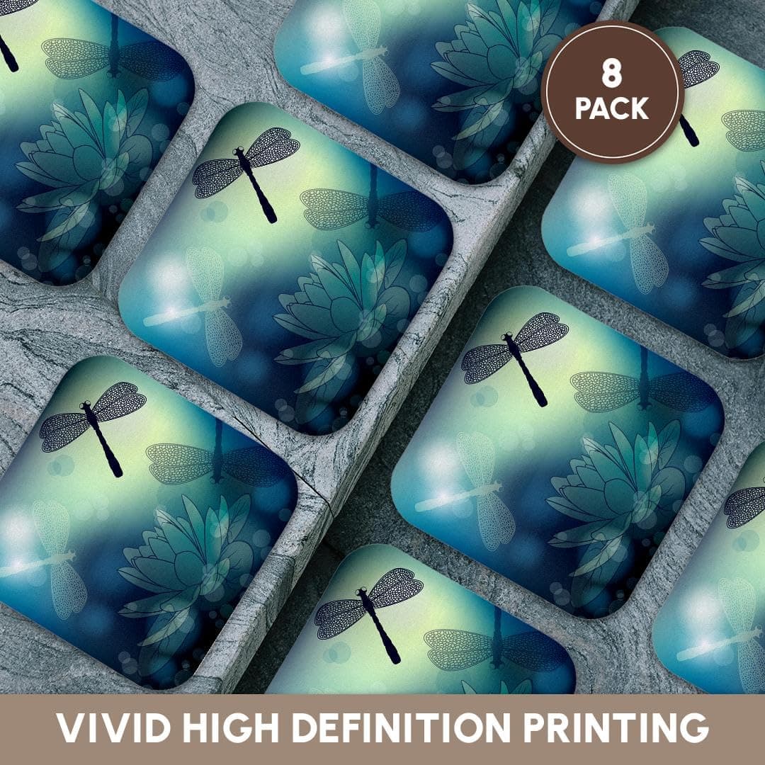 3dRose Translucent Shimmering Blue Dragonflies and - Soft Coasters, Set of 8 (CS - Thumbnail 6