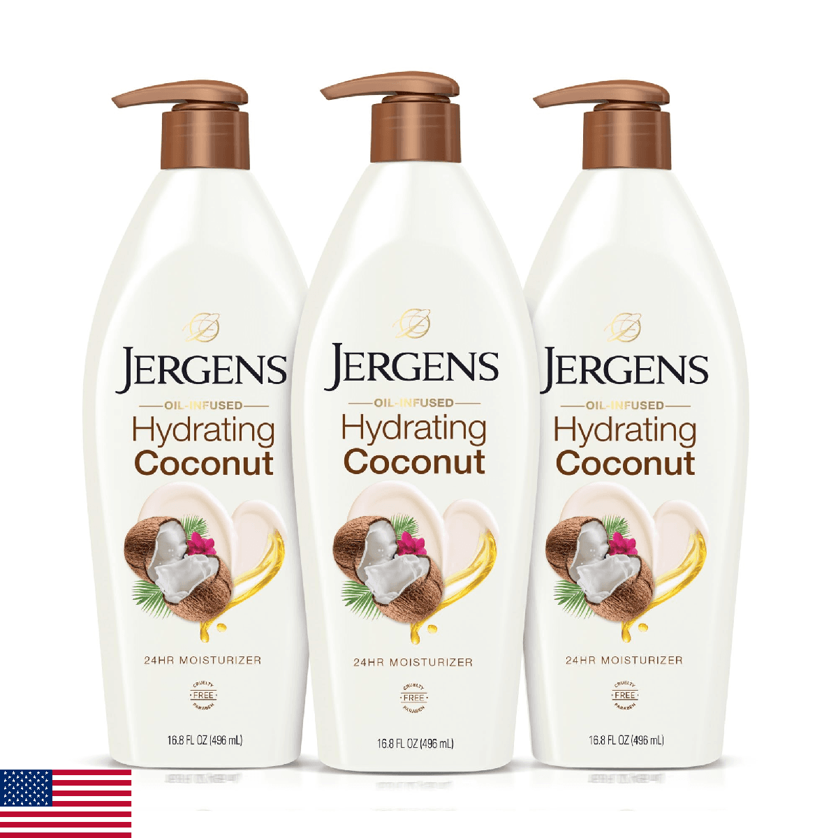 Jergens Hydrating Coconut Body Lotion, Hand and Body Moisturizer, Infused with C - Image 1