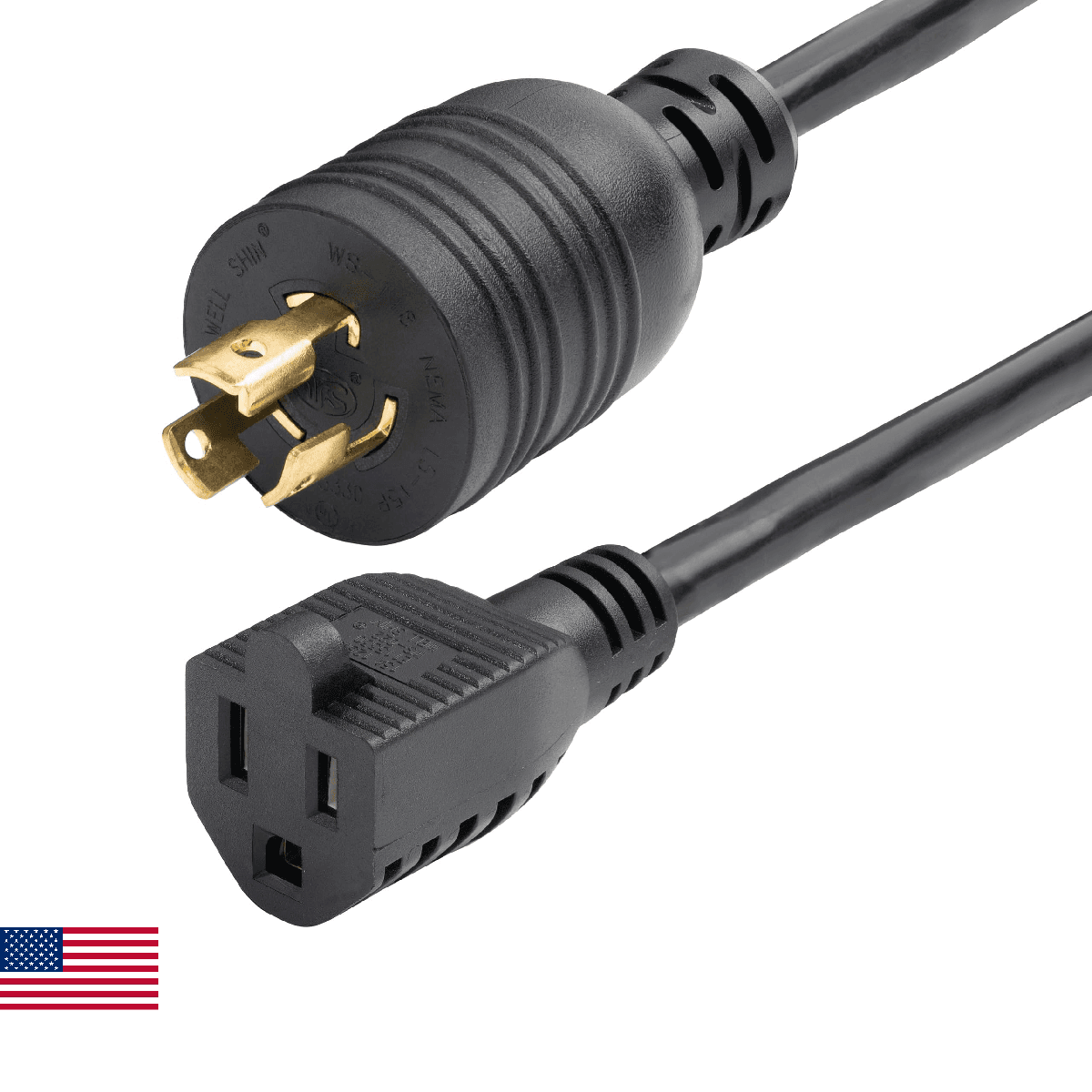 StarTech 1ft Heavy Duty Power Cord Twist-Lock NEMA L5-15P to NEMA 5-15R Blac - Image 1