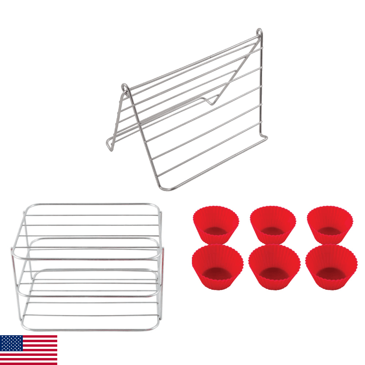 NUWAVE 6 QT Air Fryer Accessories 6 Silicone Egg Liners, a Stainless Steel Toast - Image 1