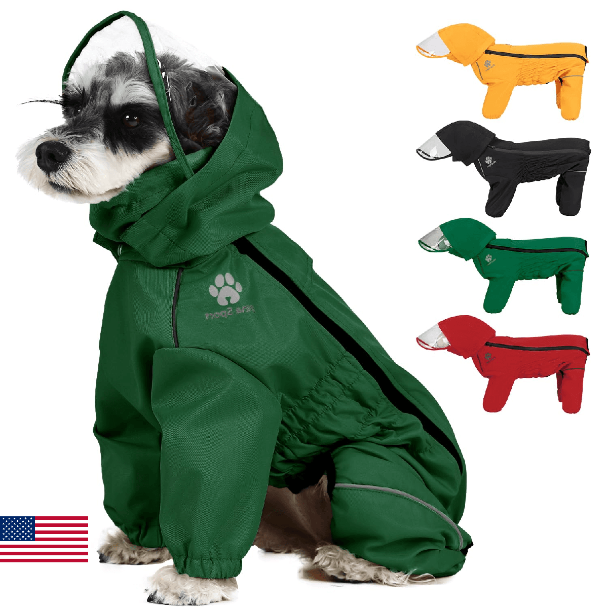 PINA Dog Raincoat - Waterproof Dog Jacket with Hood and Reflective Strap, Lightw - Image 1