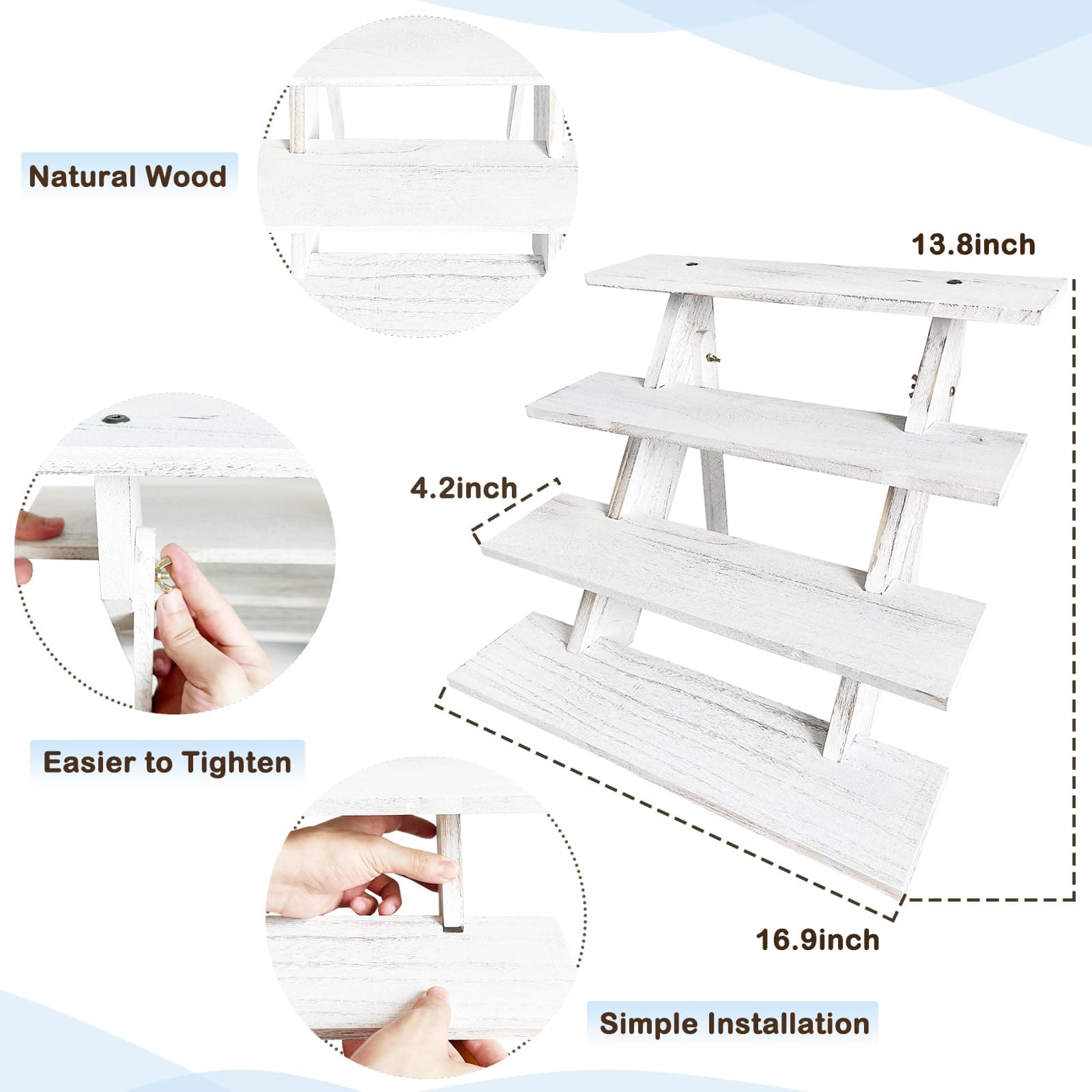 Umgozrz Wooden Cupcake Stand 4 Tier White Cupcake Stand Rustic Wood Cake Stand f - Thumbnail 3