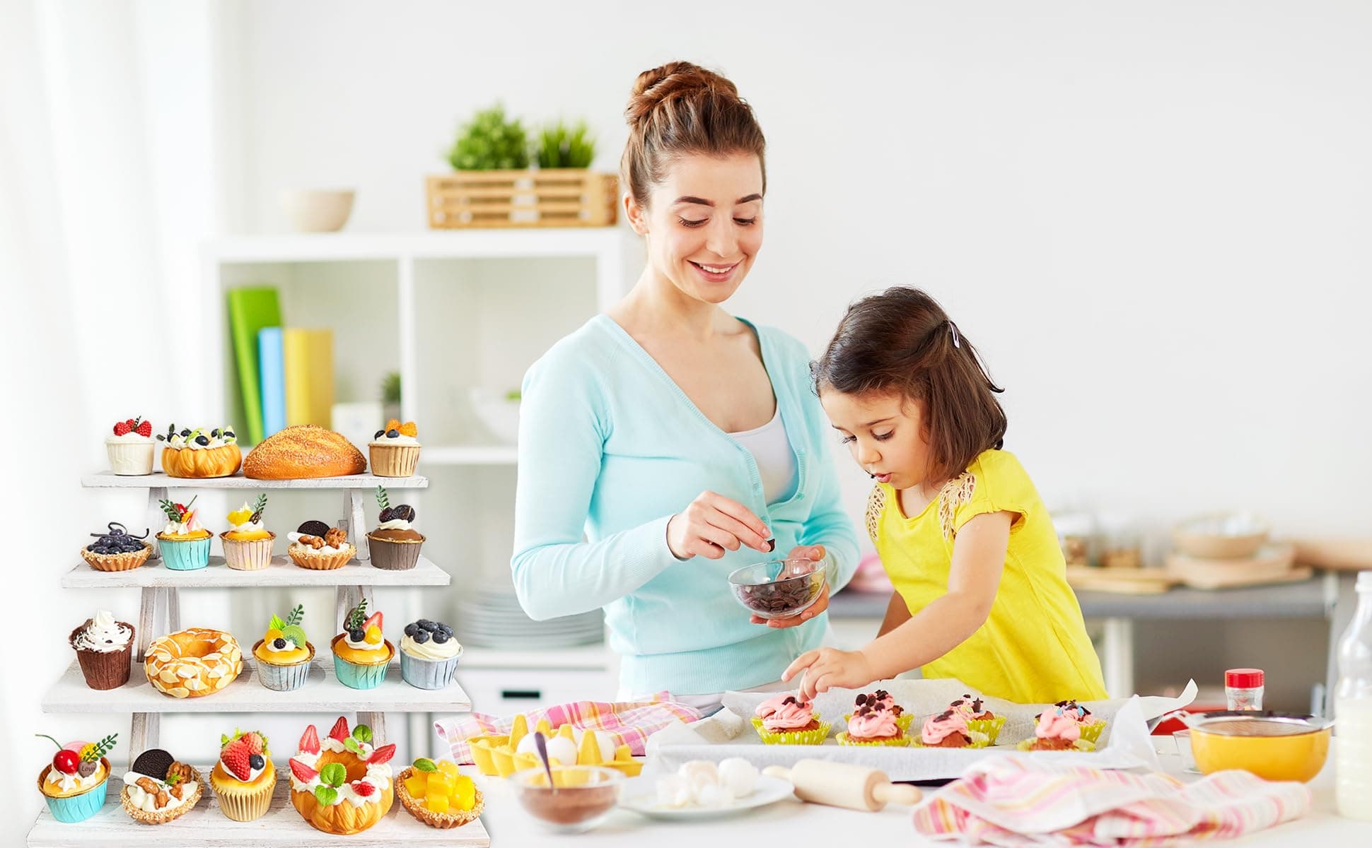 Umgozrz Wooden Cupcake Stand 4 Tier White Cupcake Stand Rustic Wood Cake Stand f - Thumbnail 4