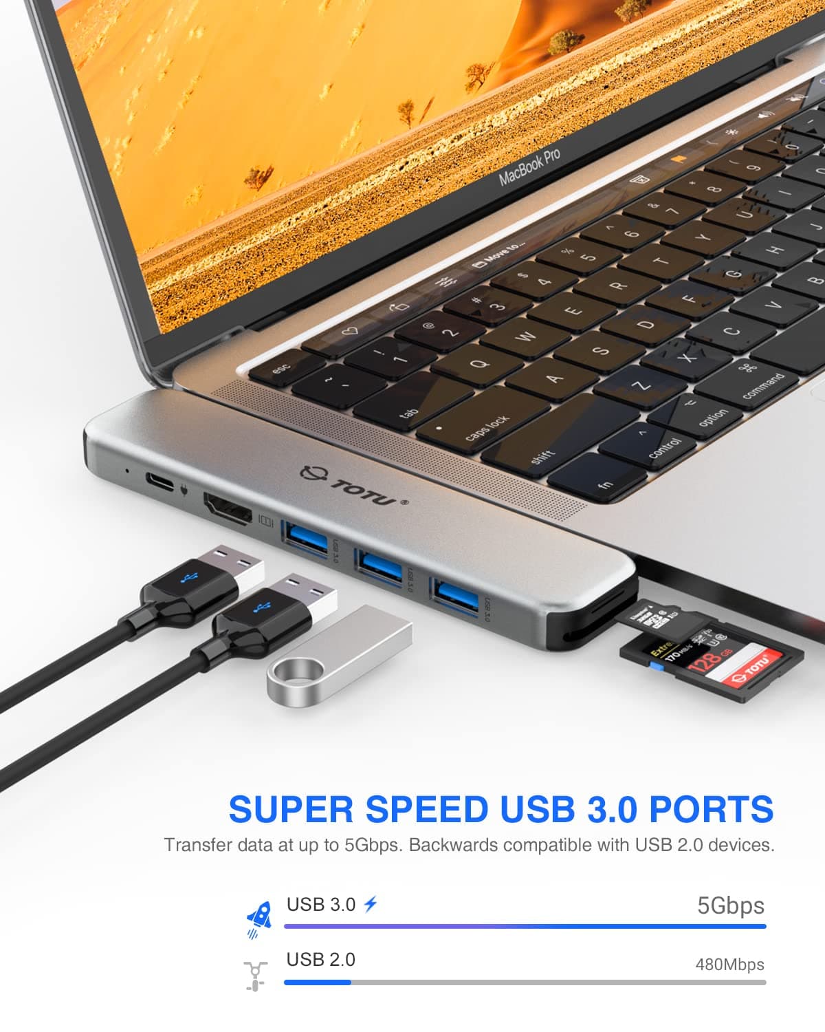 MacBook USB C Hub Multiport Adapter, 8 in 2 MacBook Docking Station with Dual HD - Thumbnail 6