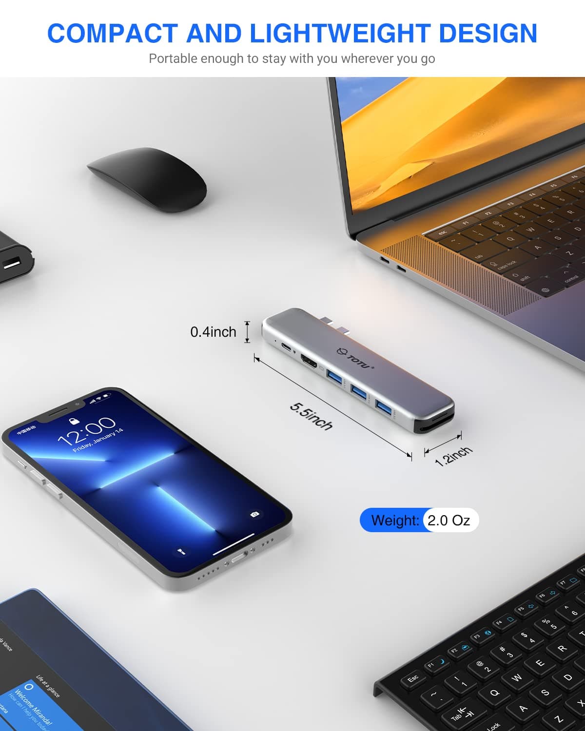 MacBook USB C Hub Multiport Adapter, 8 in 2 MacBook Docking Station with Dual HD - Thumbnail 8