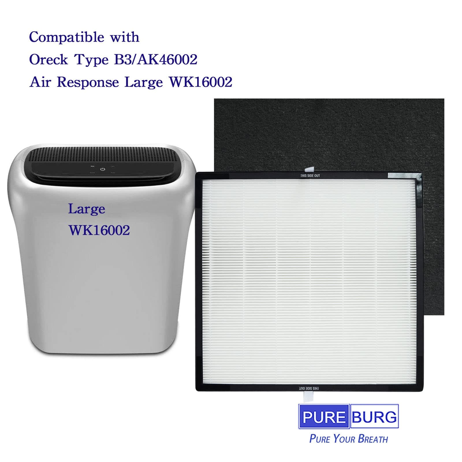 PUREBURG Filter Set Compatible with Oreck Air Response Large AK46002 - 80 Chars! - Thumbnail 3