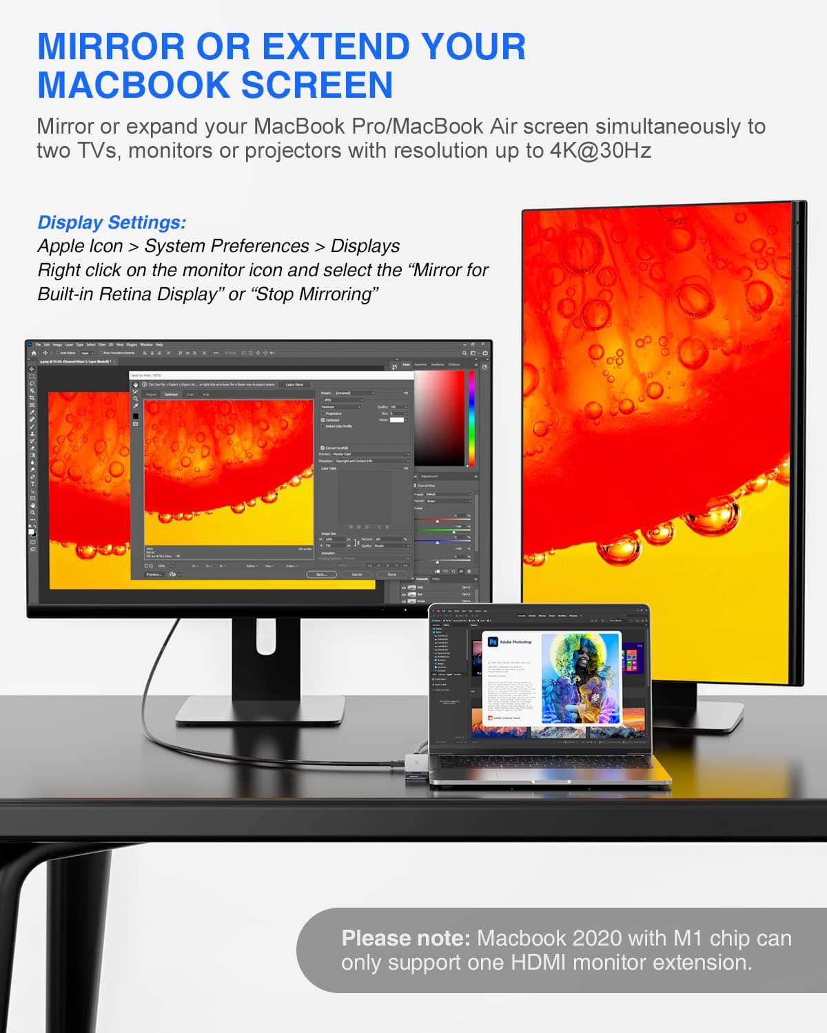MacBook USB C Hub Multiport Adapter, 8 in 2 MacBook Docking Station with Dual HD - Thumbnail 2