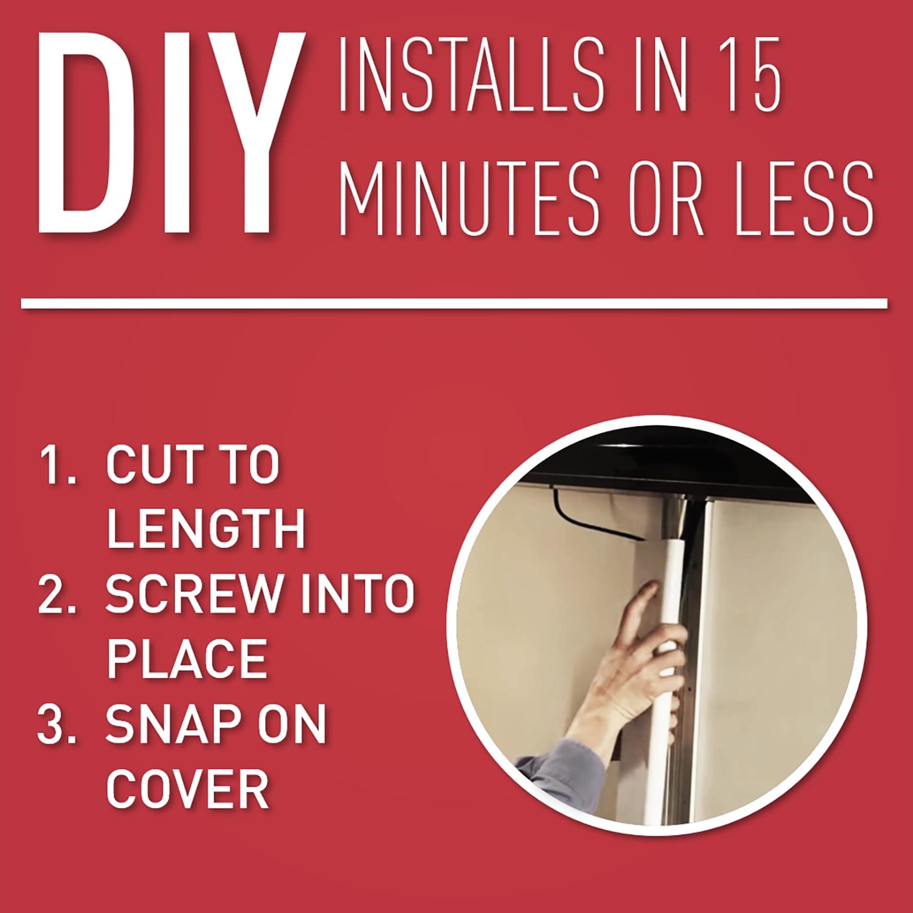 Legrand Wiremold C33 30 Inch Flat Screen TV Cord Cover Kit Organizer Wall Holds - Thumbnail 5