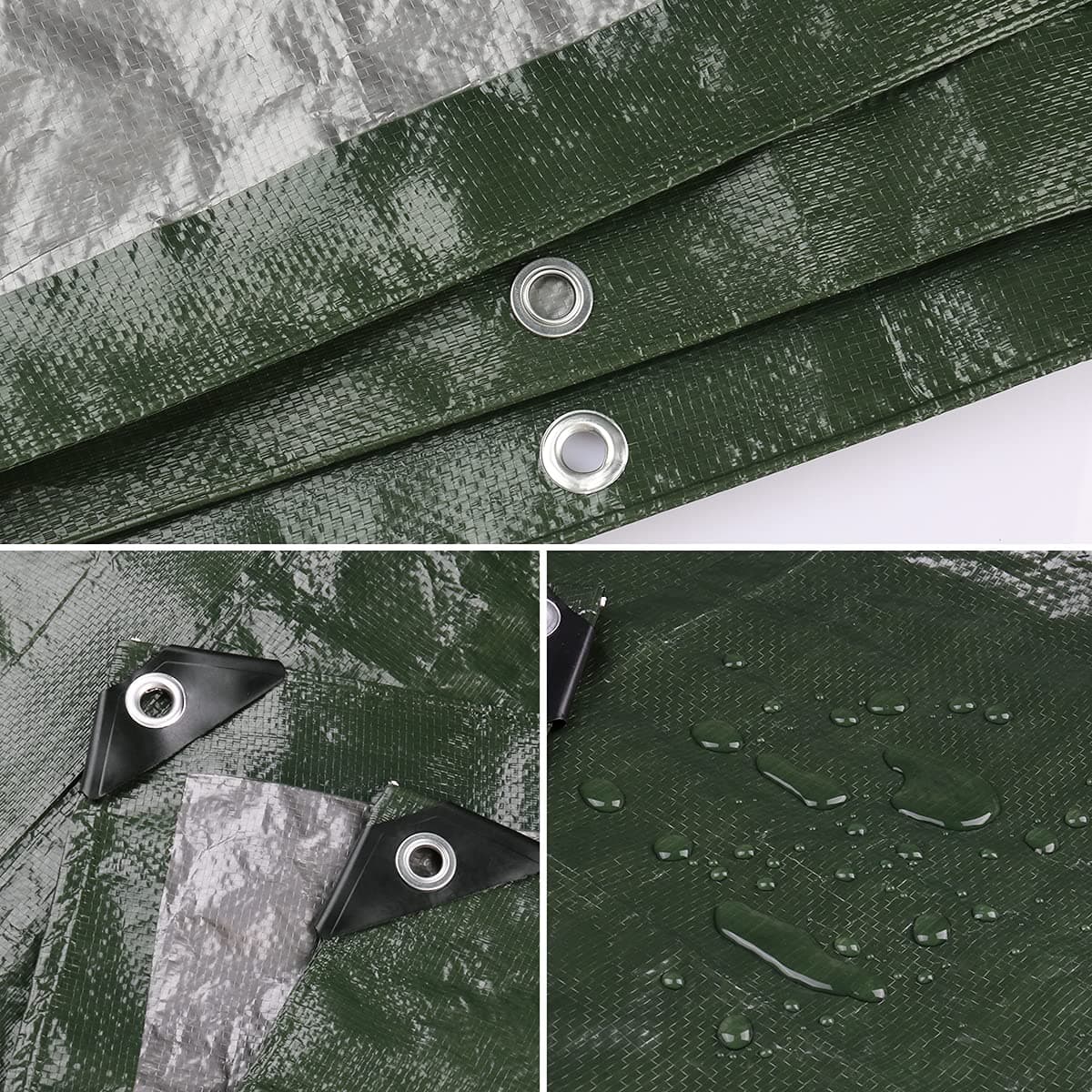 Onarway Poly Tarps Waterproof for Outdoor: Green Tarpaulin 6Mil Thicken 10x12 Ft - Thumbnail 3