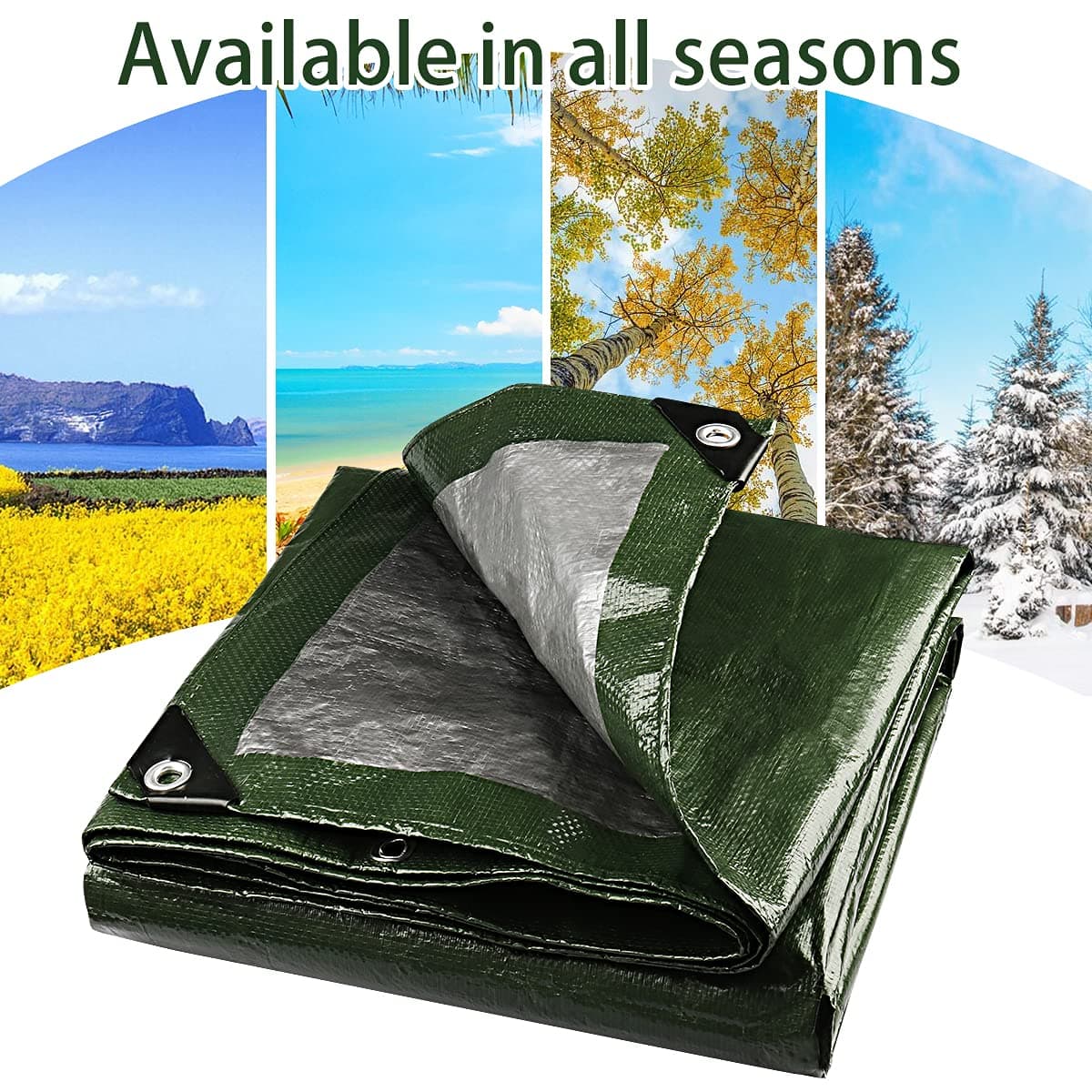 Onarway Poly Tarps Waterproof for Outdoor: Green Tarpaulin 6Mil Thicken 10x12 Ft - Thumbnail 6