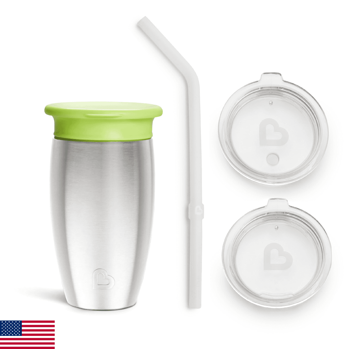 Munchkin Sippy Cup for Toddlers, Miracle 360 Stainless Steel with Straw Cup and - Image 1