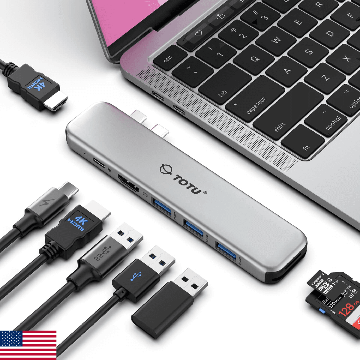 MacBook USB C Hub Multiport Adapter, 8 in 2 MacBook Docking Station with Dual HD - Image 1