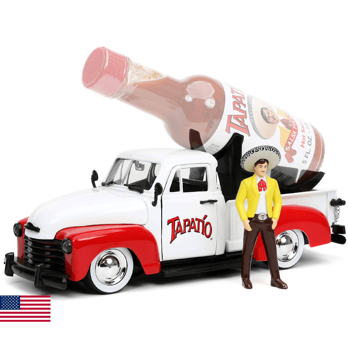 Jada Toys Tapatio 1:24 1953 Chevy Pick Up Die-cast Car with 2.75"" Charro Man Fi - Image 1